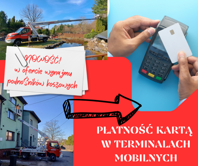 płać kartą za wynajem podnośnika